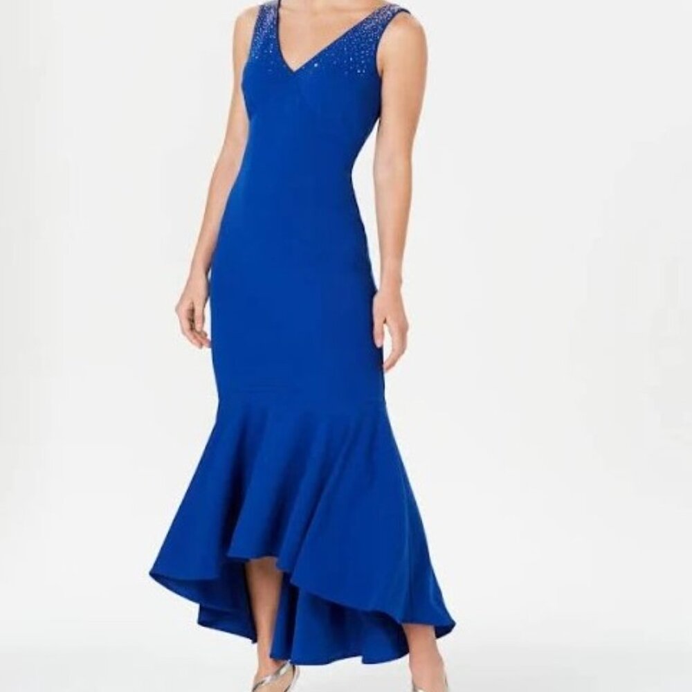 Calvin Klein Royal Blue Maxi High Low Dress Size 4